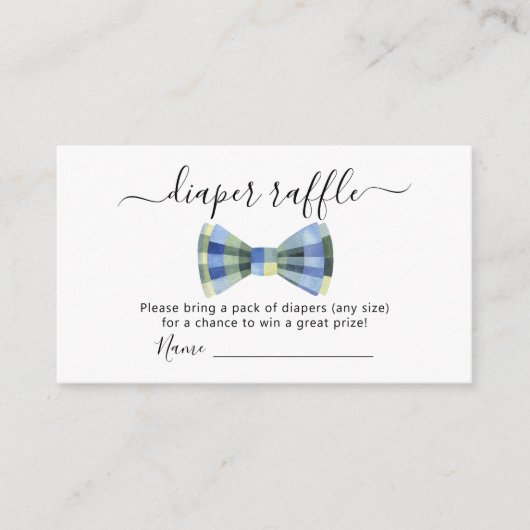Bow stropdas Luier Raffle Baby shower Informatiekaartje (Voorkant)