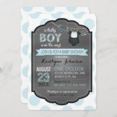 Bow-stropdas Luiers en Booties Baby shower Uitnodi Kaart (Voorkant / Achterkant)