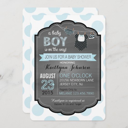 Bow-stropdas Luiers en Booties Baby shower Uitnodi Kaart (Voorkant / Achterkant)