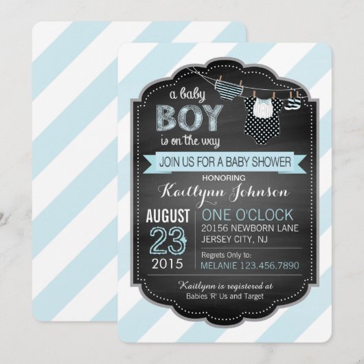 Bow-stropdas Luiers en Booties Baby shower Uitnodi Kaart (Voorkant / Achterkant)