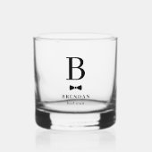 Bow Stropdas Monogram Groomsmen Beste Man Trouwcad Whisky Glas (Voorkant)