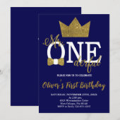 Bow Stropdas, Navy & Gold Little Man, Mr. Onederfu Kaart (Voorkant / Achterkant)