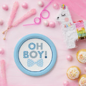 Bow Stropdas Oh Baby shower Papieren Bordje (Feest)