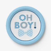 Bow Stropdas Oh Baby shower Papieren Bordje (Voorkant)