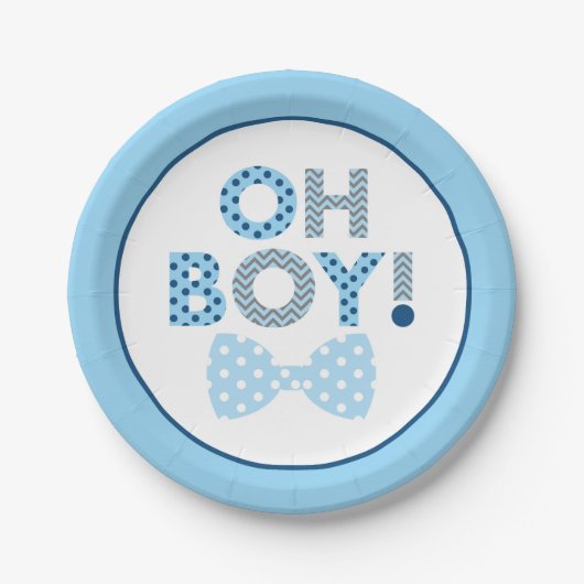 Bow Stropdas Oh Baby shower Papieren Bordje (Voorkant)
