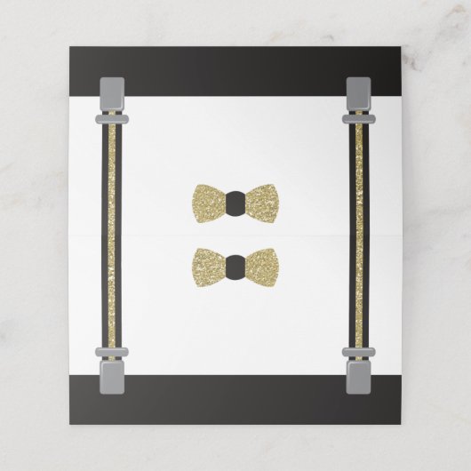 Bow Stropdas Place Cards, Food Kaarten, Zwart, Fau Plaatskaartje (Buitenkant ongevouwen)