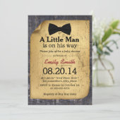Bow Stropdas Rustic Wood Boy Baby shower Kaart (Staand voorkant)