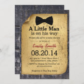 Bow Stropdas Rustic Wood Boy Baby shower Kaart (Voorkant / Achterkant)