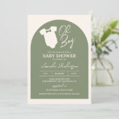Bow Stropdas Sage Green Baby shower Kaart (Staand voorkant)