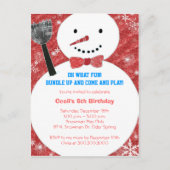 Bow stropdas Sneeuwman Kinder Winter Verjaardagsfe Uitnodiging Briefkaart (Voorkant)