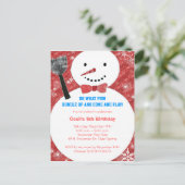 Bow stropdas Sneeuwman Kinder Winter Verjaardagsfe Uitnodiging Briefkaart (Staand voorkant)