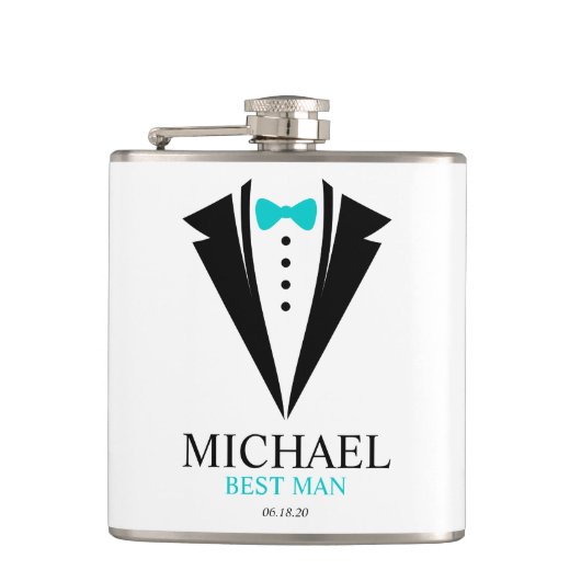 Bow Stropdas Tuxedo "Best Man", speciaal gepersona Heupfles (Voorkant)