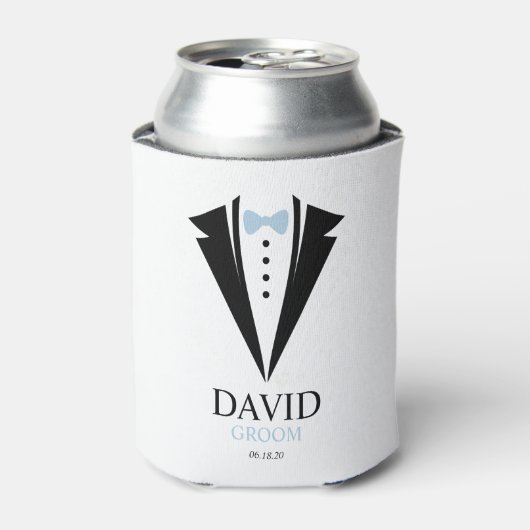 Bow Stropdas Tuxedo "Groom", gepersonaliseerd Blikjeskoeler (Blikje Voorkant)