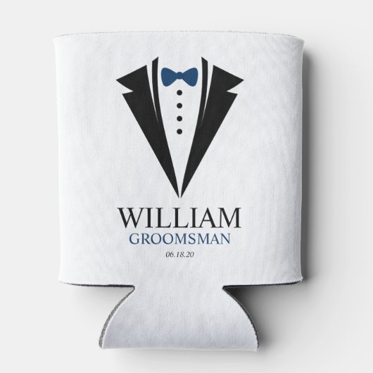 Bow Stropdas Tuxedo "Groomsman" gepersonaliseerd Blikjeskoeler (Achterkant)