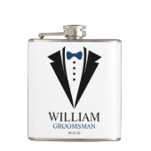 Bow Stropdas Tuxedo "Groomsman" gepersonaliseerd Heupfles (Voorkant)