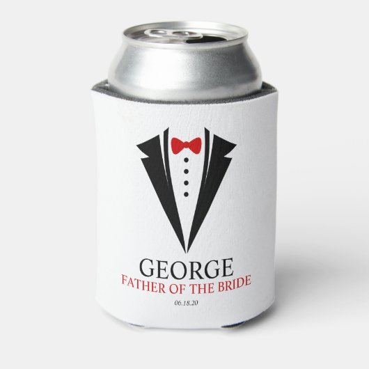 Bow Stropdas Tuxedo "Vader van de Bride" Persoonli Blikjeskoeler (Blikje Achterkant)