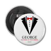 Bow Stropdas Tuxedo "Vader van de bruid" Gepersona Button Flesopener (Voorkant)