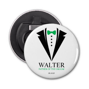 Bow Stropdas Tuxedo "Vader van de bruidegom" geper Button Flesopener