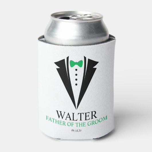 Bow Stropdas Tuxedo "Vader van de Groom" - Geperso Blikjeskoeler (Blikje Voorkant)