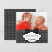 Bow Stropdas Twin Baby Boy Fotoaankondiging Aankondiging (Voorkant / Achterkant)