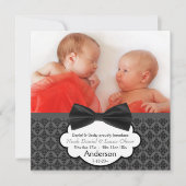 Bow Stropdas Twin Baby Boy Fotoaankondiging Aankondiging (Voorkant)