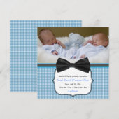 Bow Stropdas Twin Baby Boy Fotoaankondiging Aankondiging (Voorkant / Achterkant)