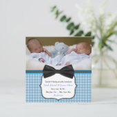 Bow Stropdas Twin Baby Boy Fotoaankondiging Aankondiging (Staand voorkant)