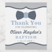 Bow Stropdas Wijnflesetiket in blauw en grijs Wijn Etiket (Enkel label)