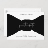 Bow Stropdas zwart-wit Save the Date Announounding Aankondigingskaart (Voorkant / Achterkant)