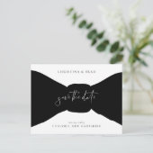 Bow Stropdas zwart-wit Save the Date Announounding Briefkaart (Staand voorkant)