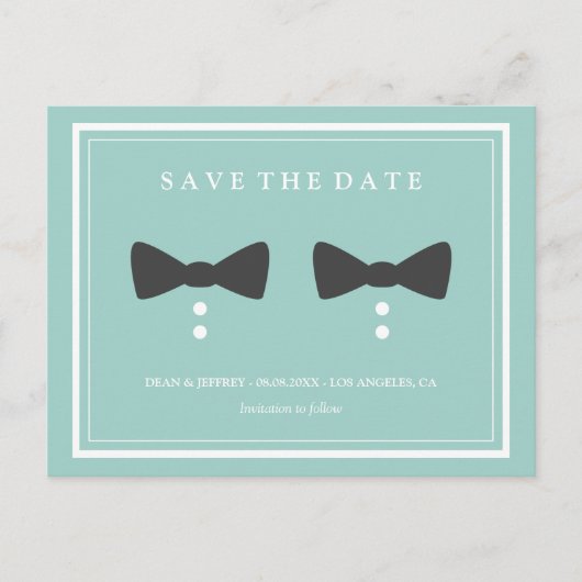 Bow Stropdassen - Gay Wedding Save the Date Aankondigingskaart (Voorkant)