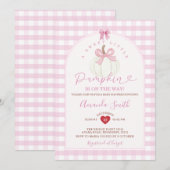 Bow Sweet Little Pumpkin Pink Gingham Baby Shower Kaart (Voorkant / Achterkant)
