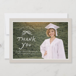 Bow Text Overlay Photo Graduation Thank You Card Bedankkaart