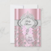  Bow Tiara Princess Baby shower Uitnodiging (Voorkant)