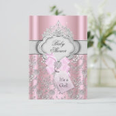  Bow Tiara Princess Baby shower Uitnodiging (Staand voorkant)