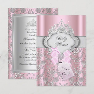  Bow Tiara Princess Baby shower Uitnodiging