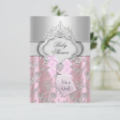  Bow & Tiara Princess Baby shower Uitnodiging (Staand voorkant)