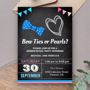 Bow Ties of Parels Geslacht Reveal Feest Kaart