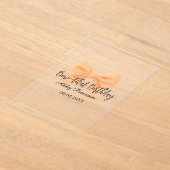 Bow-tiful birthday orange bow name date simple pas acryl uitnodigingen (Laagn)