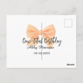 Bow-tiful birthday orange bow name date simple pas briefkaart (Achterkant)