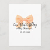 Bow-tiful birthday orange bow name date simple pas briefkaart (Voorkant)