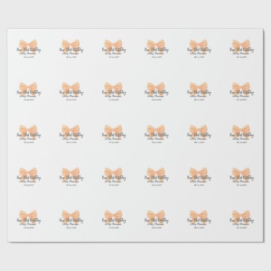 Bow-tiful birthday orange bow name date simple pas cadeaupapier (Vlak)