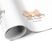 Bow-tiful birthday orange bow name date simple pas cadeaupapier (Rol Hoek)