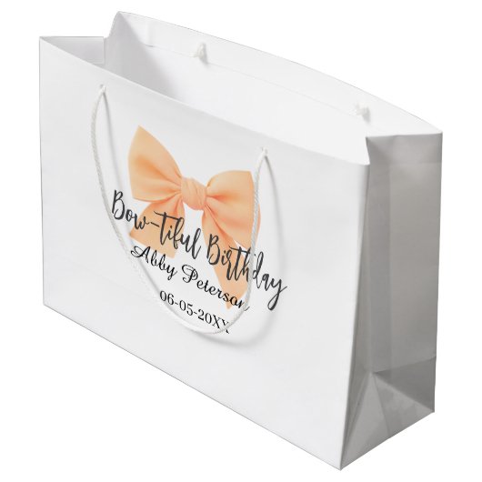 Bow-tiful birthday orange bow name date simple pas groot cadeauzakje (Achterkant Gekanteld)