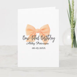 Bow-tiful birthday orange bow name date simple pas kaart