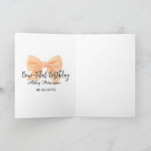Bow-tiful birthday orange bow name date simple pas kaart (Binnen)