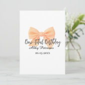 Bow-tiful birthday orange bow name date simple pas kaart (Staand voorkant)
