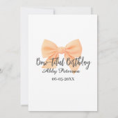 Bow-tiful birthday orange bow name date simple pas kaart (Achterkant)