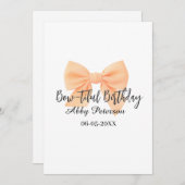 Bow-tiful birthday orange bow name date simple pas kaart (Voorkant / Achterkant)