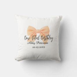 Bow-tiful birthday orange bow name date simple pas kussen